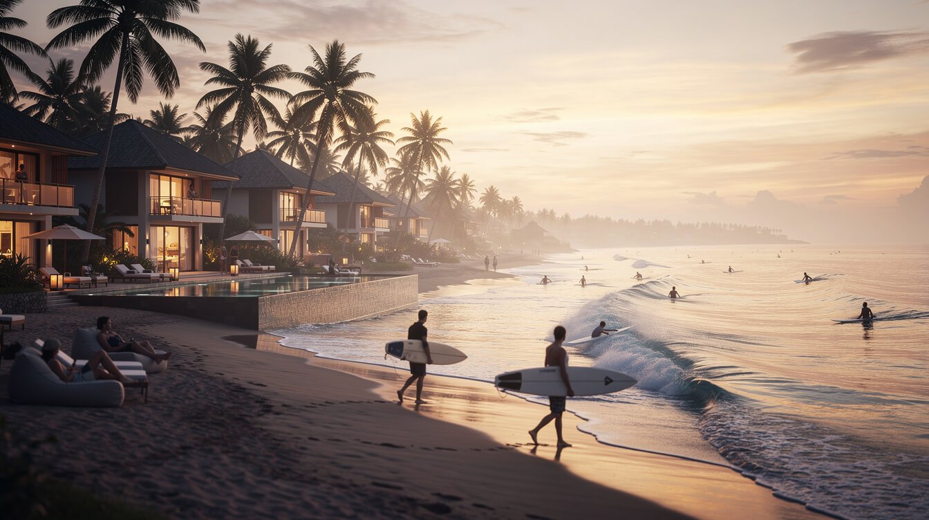 Seminyak Canggu beach sunset Bali accommodation
