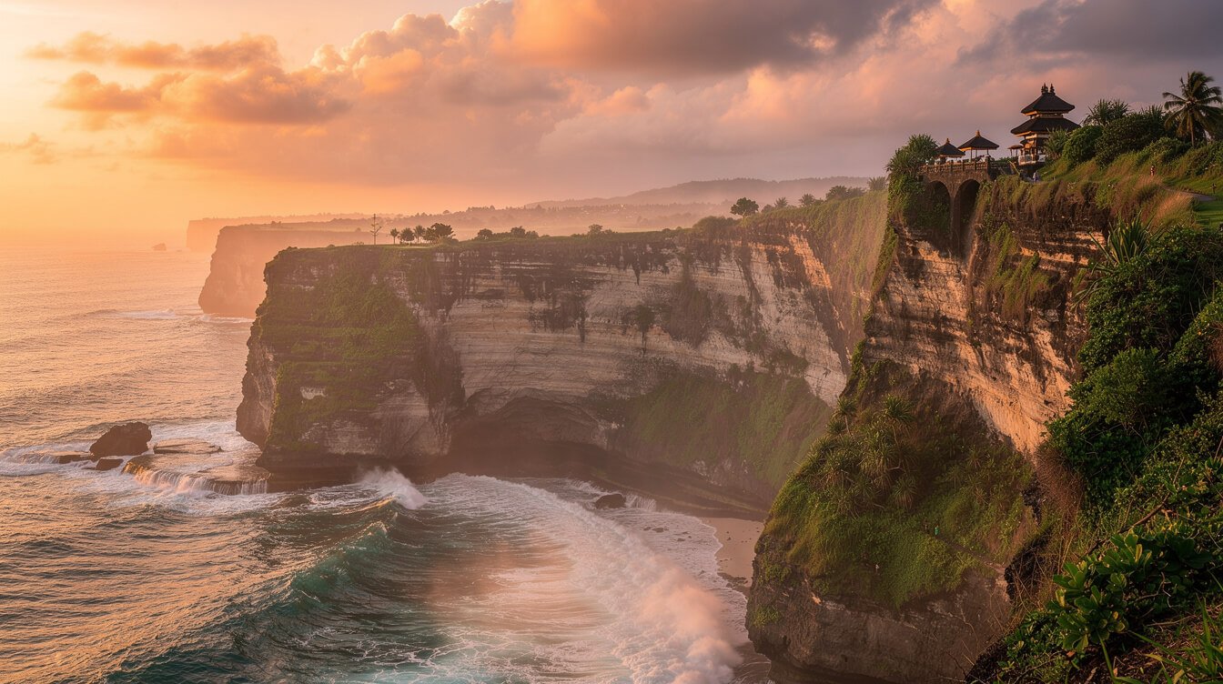 Uluwatu cliffs sunset Bali accommodation
