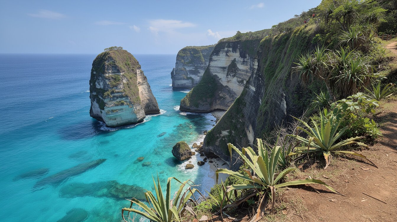 Crystal clear water at Nusa Penida cliff viewpoint