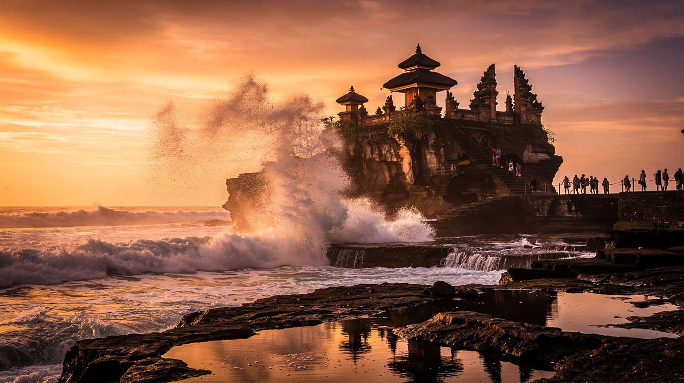 Bali southern coast temple at sunset