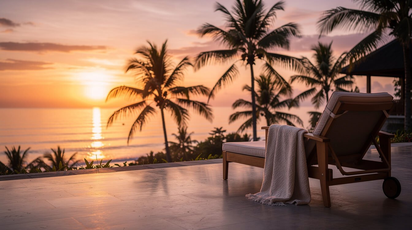 Bali sunset terrace view for choosing where to stay