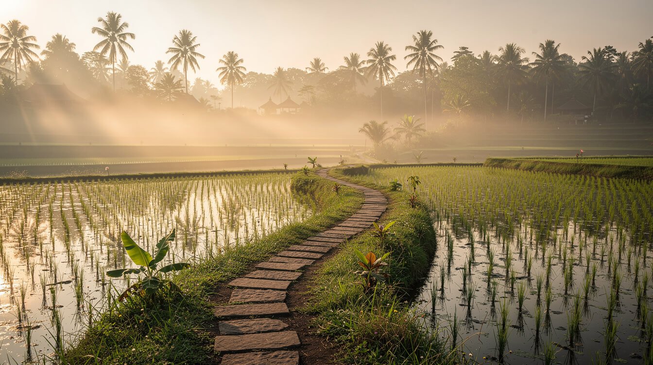 Ubud rice terraces morning path