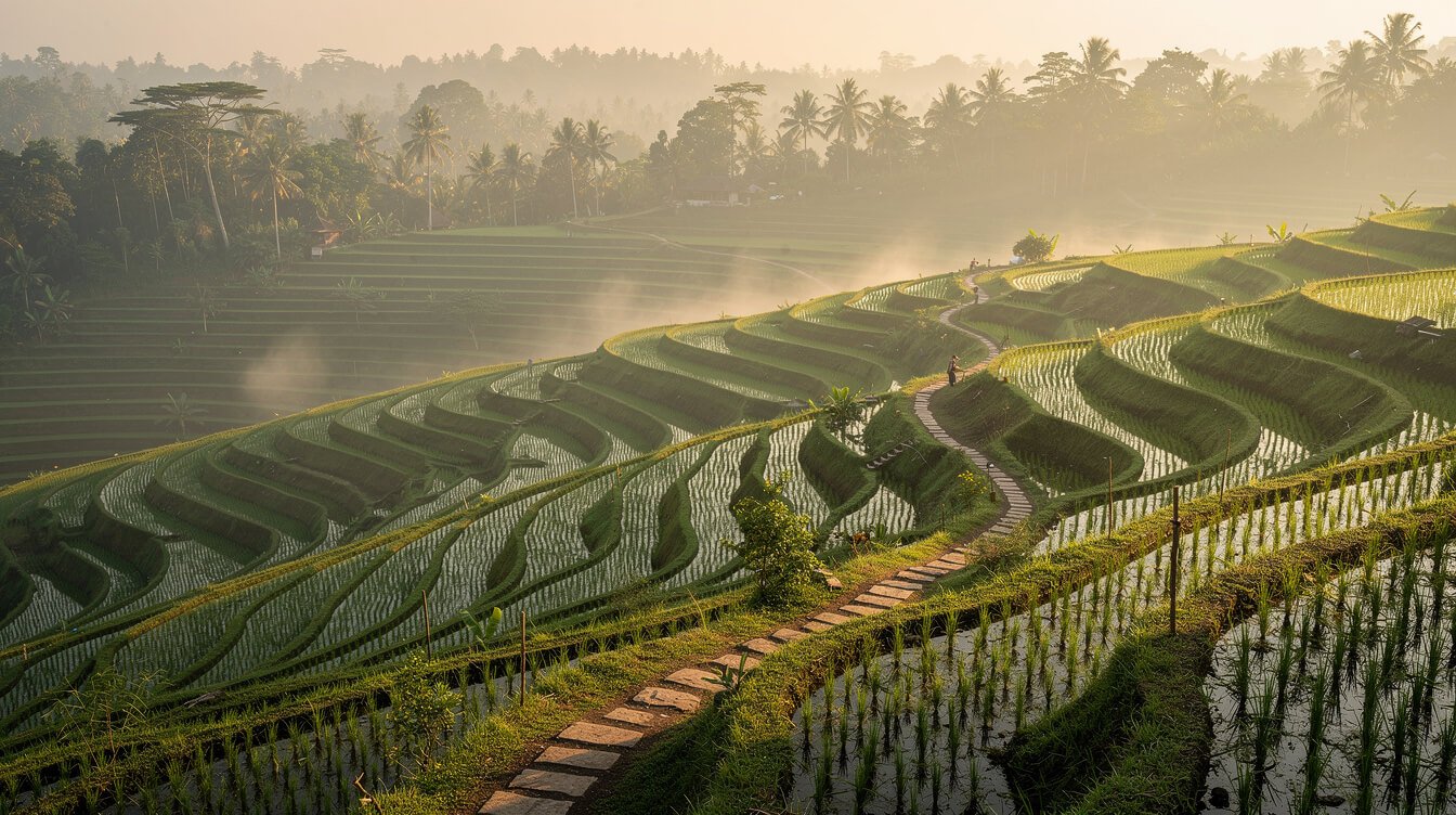 Ubud rice terraces sunrise morning journey