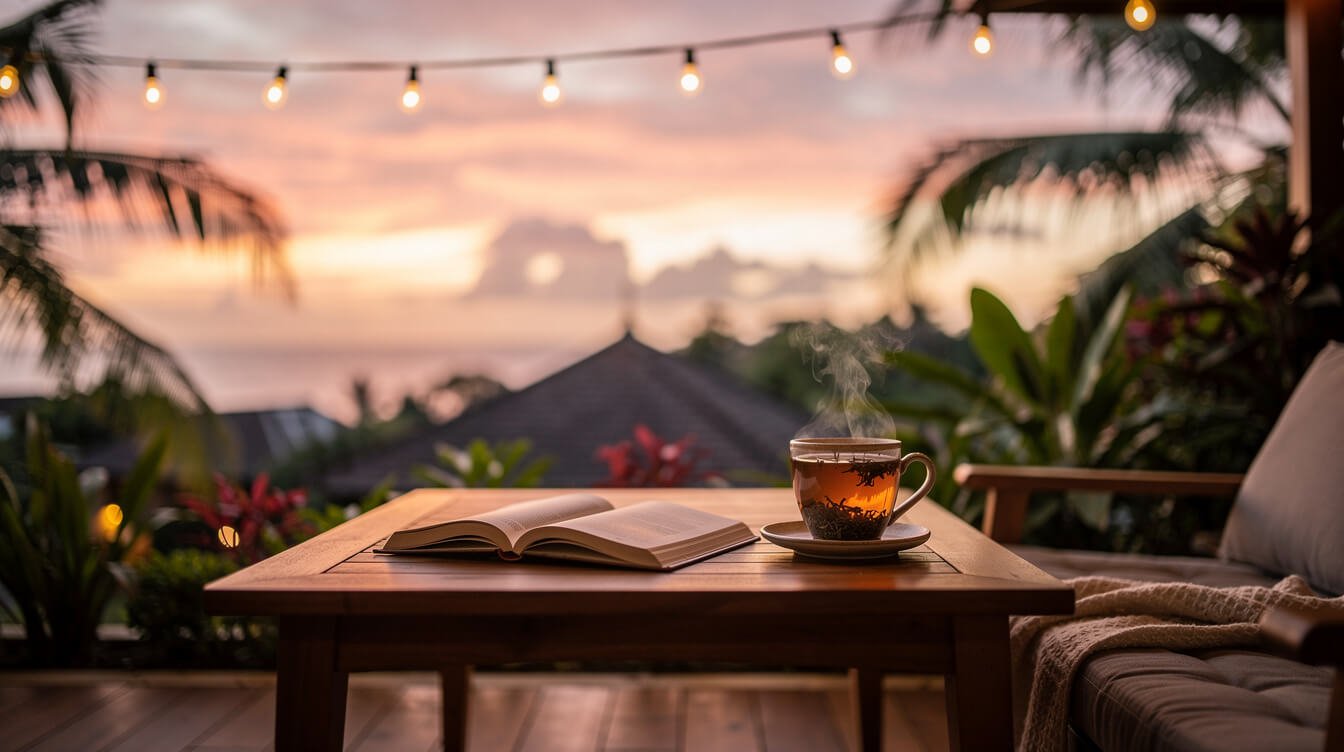Bali villa evening terrace stay in touch newsletter