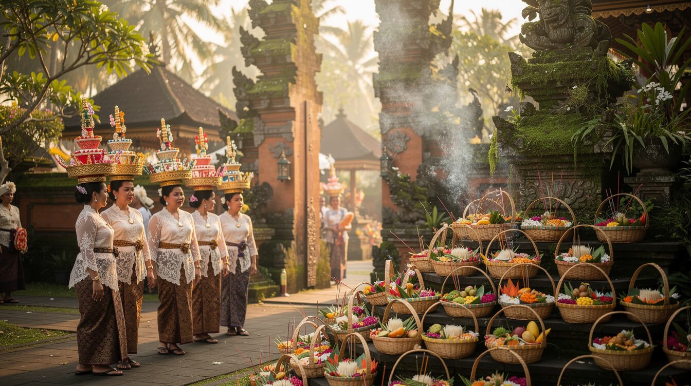 Balinese temple ceremony in Ubud