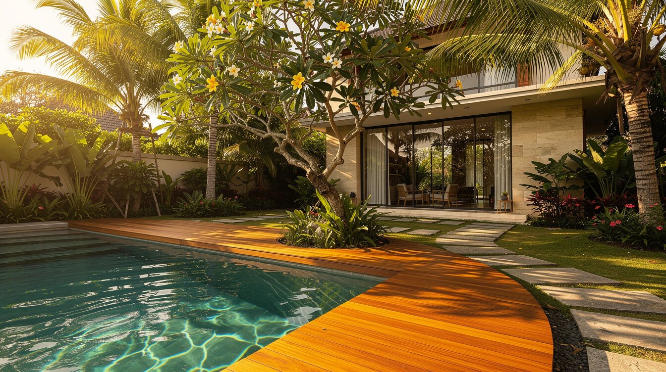 Villa Amrita pool deck for booking a solo retreat