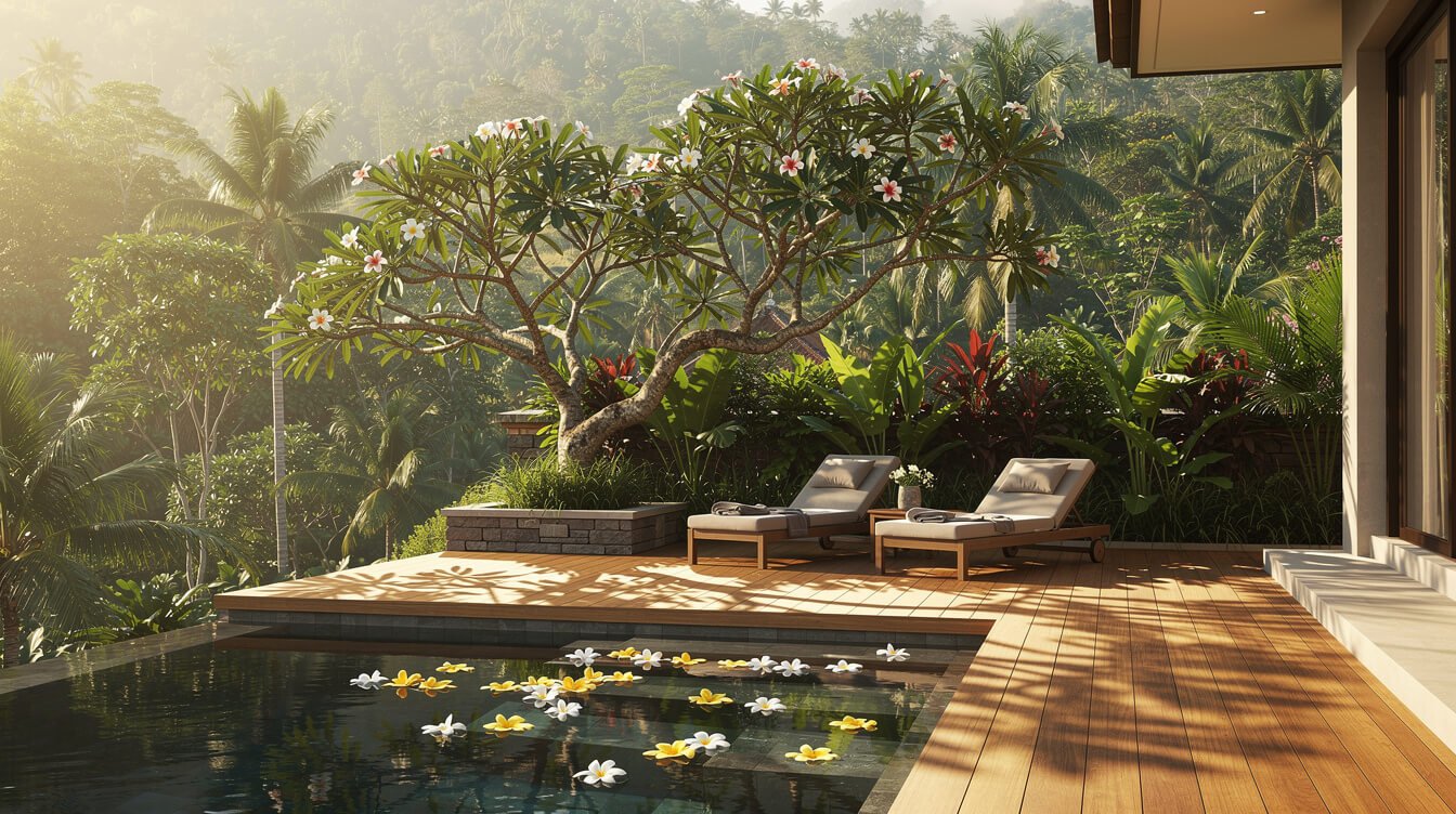 Villa Amrita pool deck in Ubud