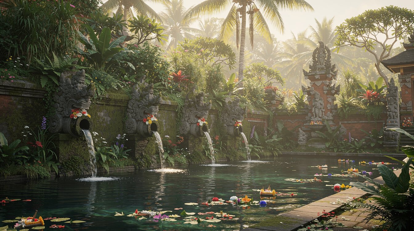 Sacred spring water purification pools at Tirta Empul