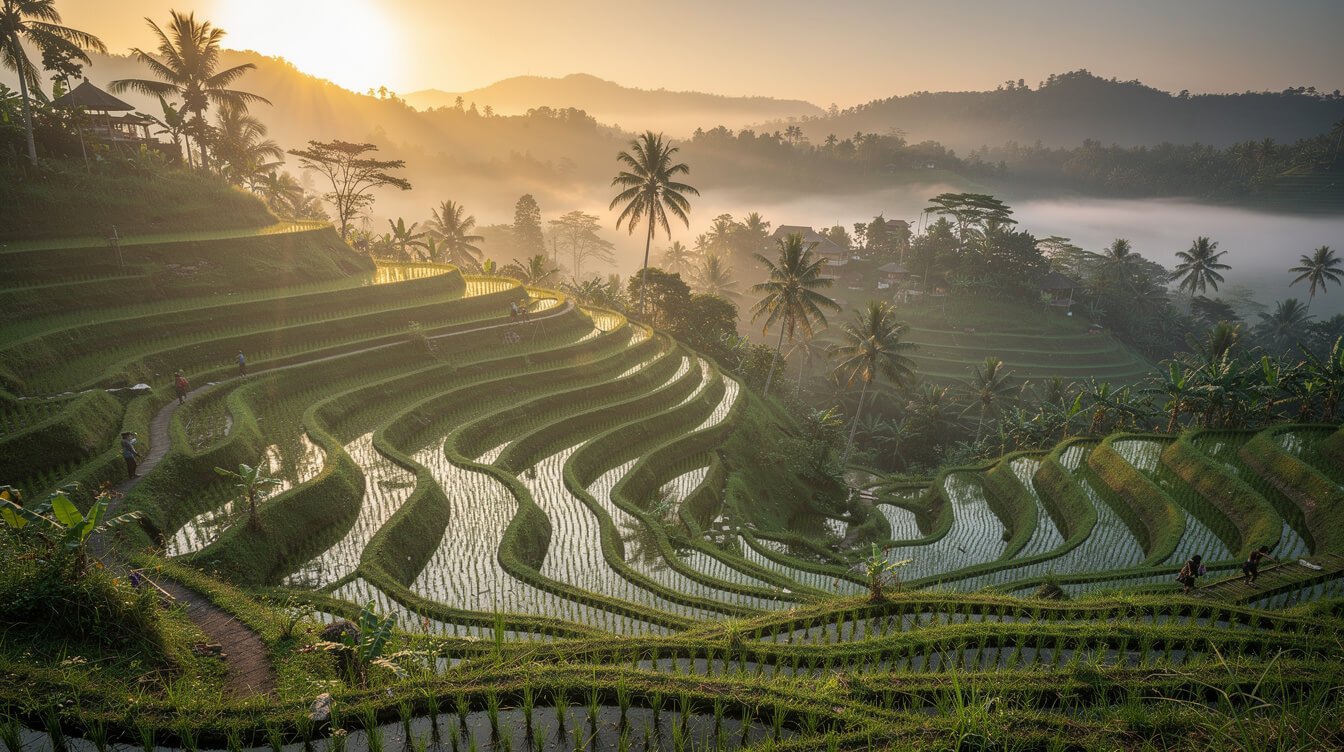 Ubud rice terraces at sunrise