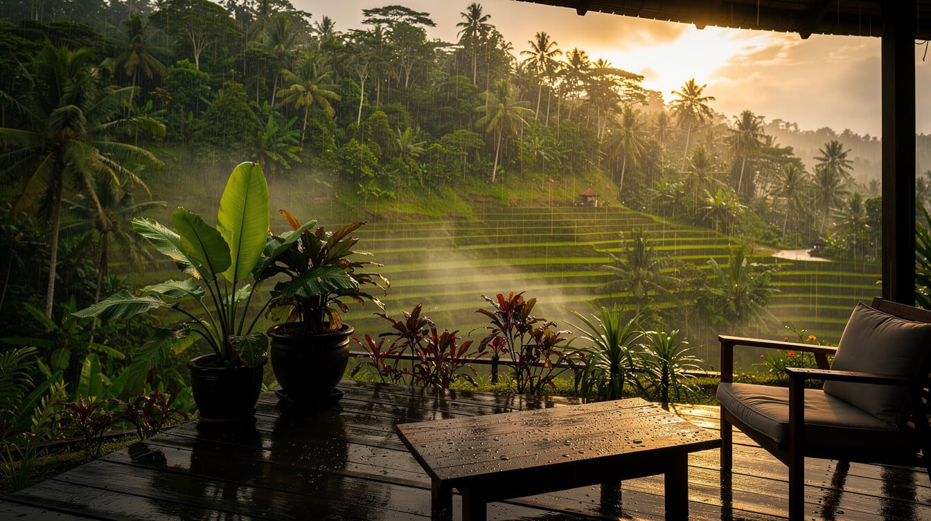 Ubud Bali rainy season lush tropical landscape