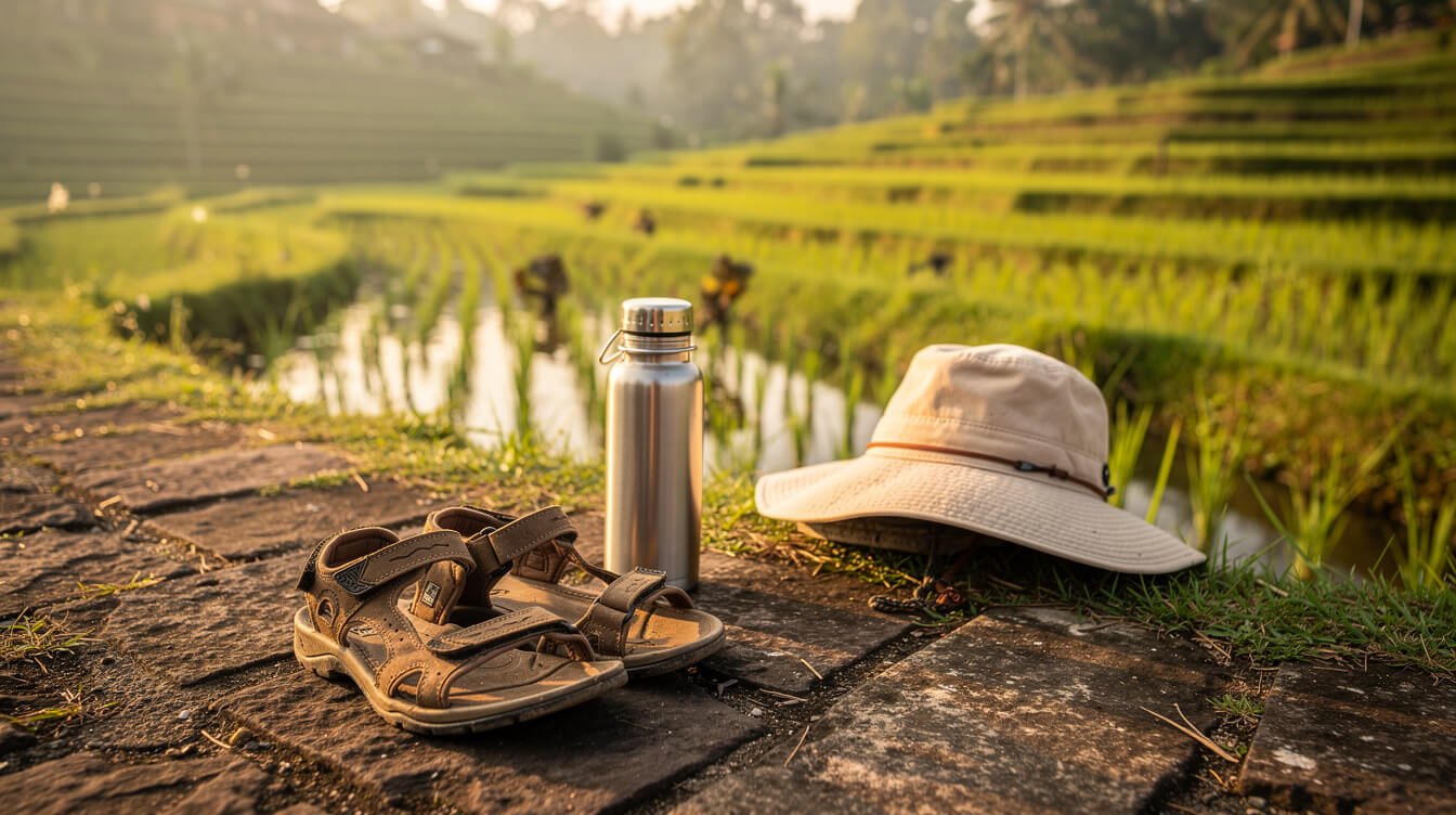 Practical walking gear for Ubud rice fields