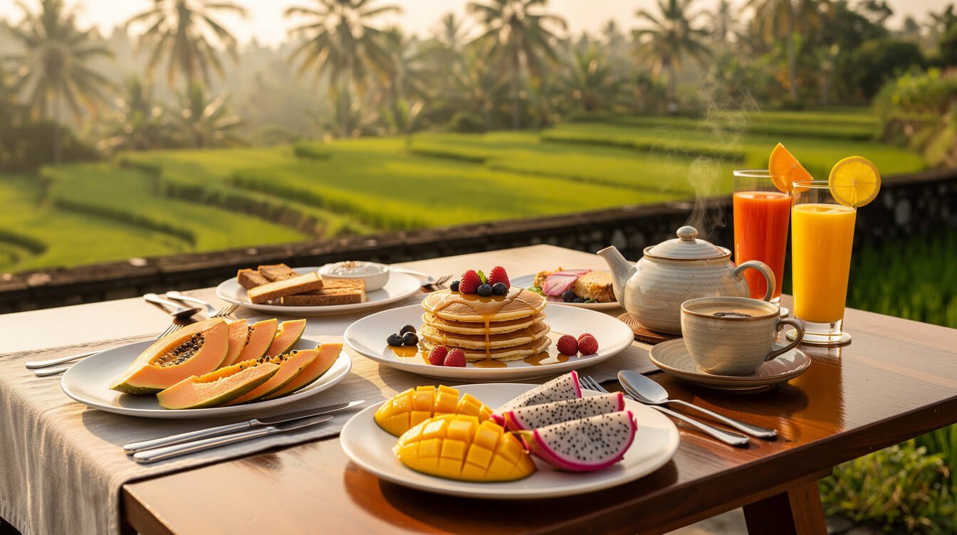 Breakfast terrace at a private villa in Bali