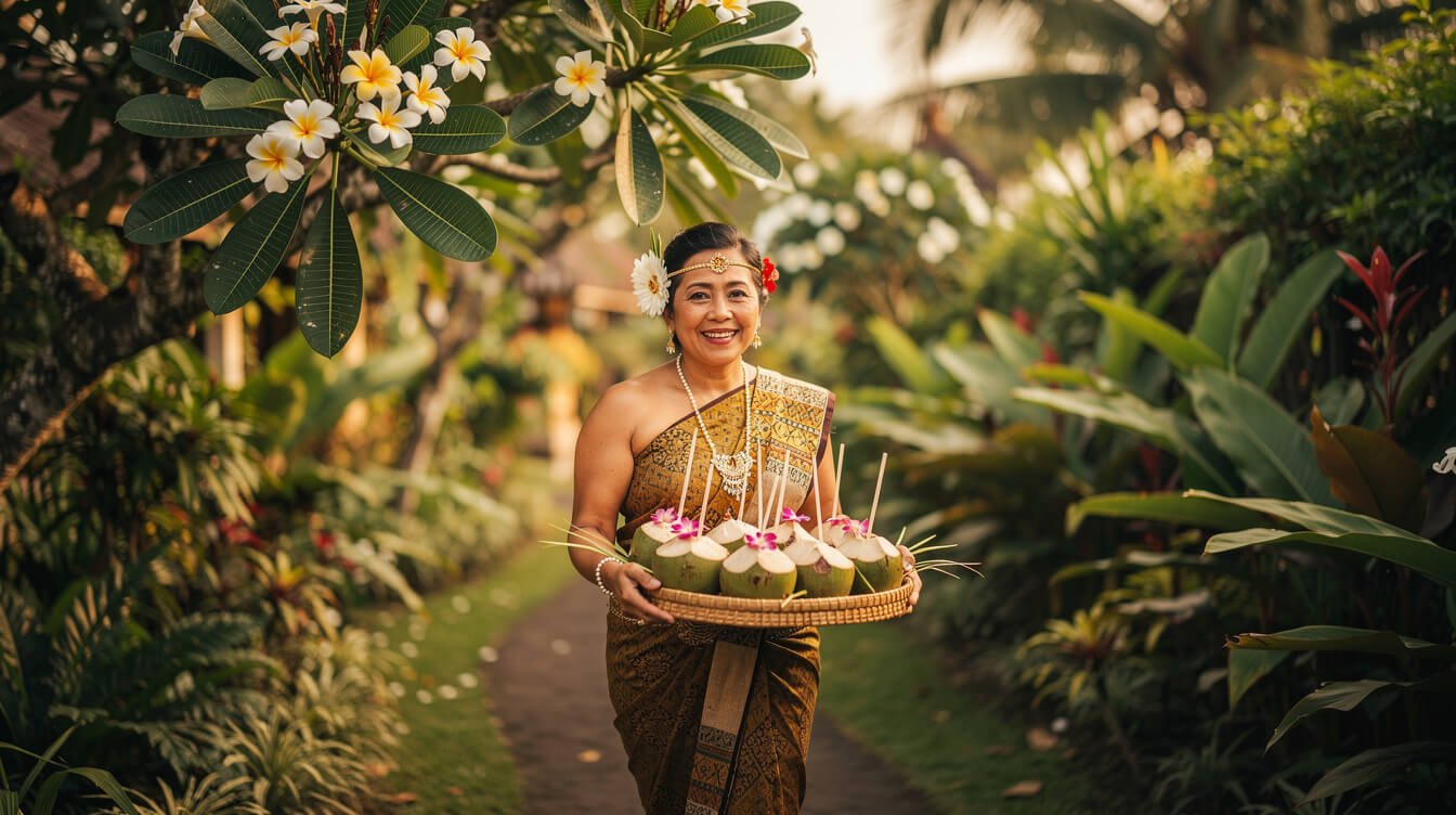 Balinese hospitality service at a private villa