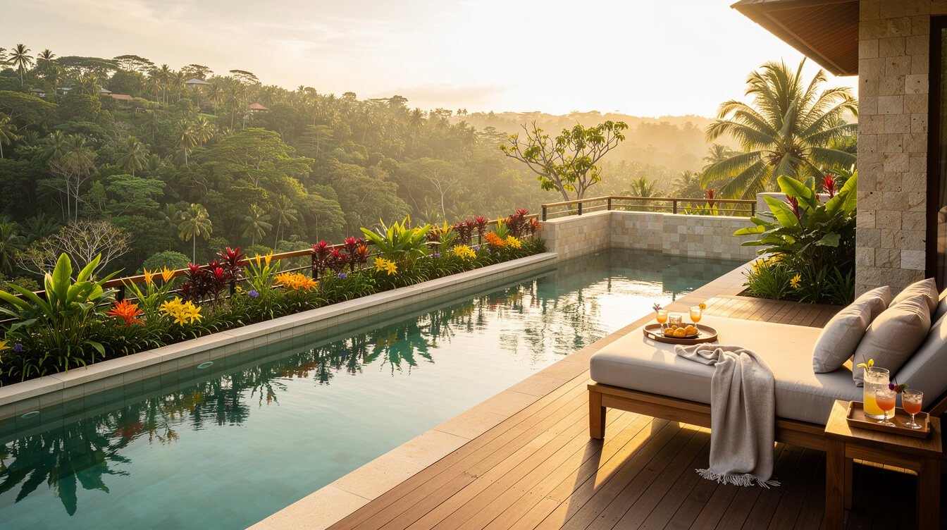 Private villa pool deck in Bali
