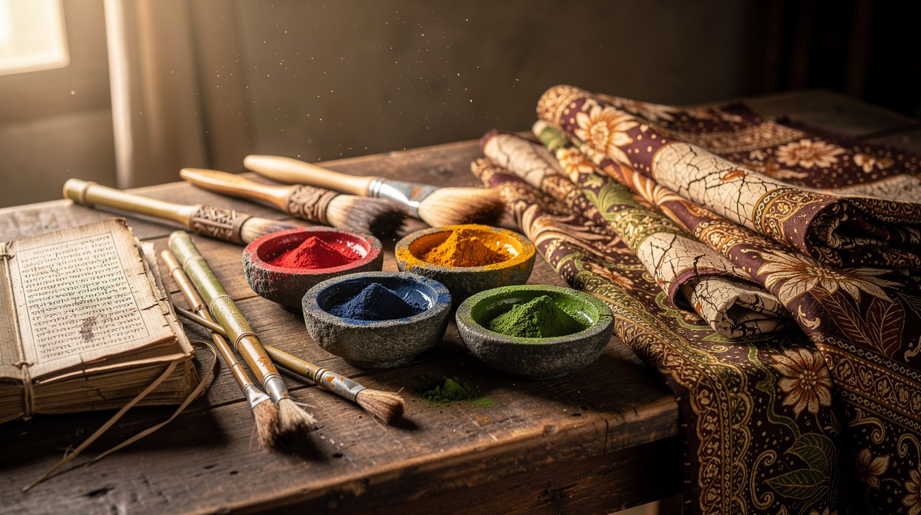 Balinese art workshop painting materials traditional pigments and batik