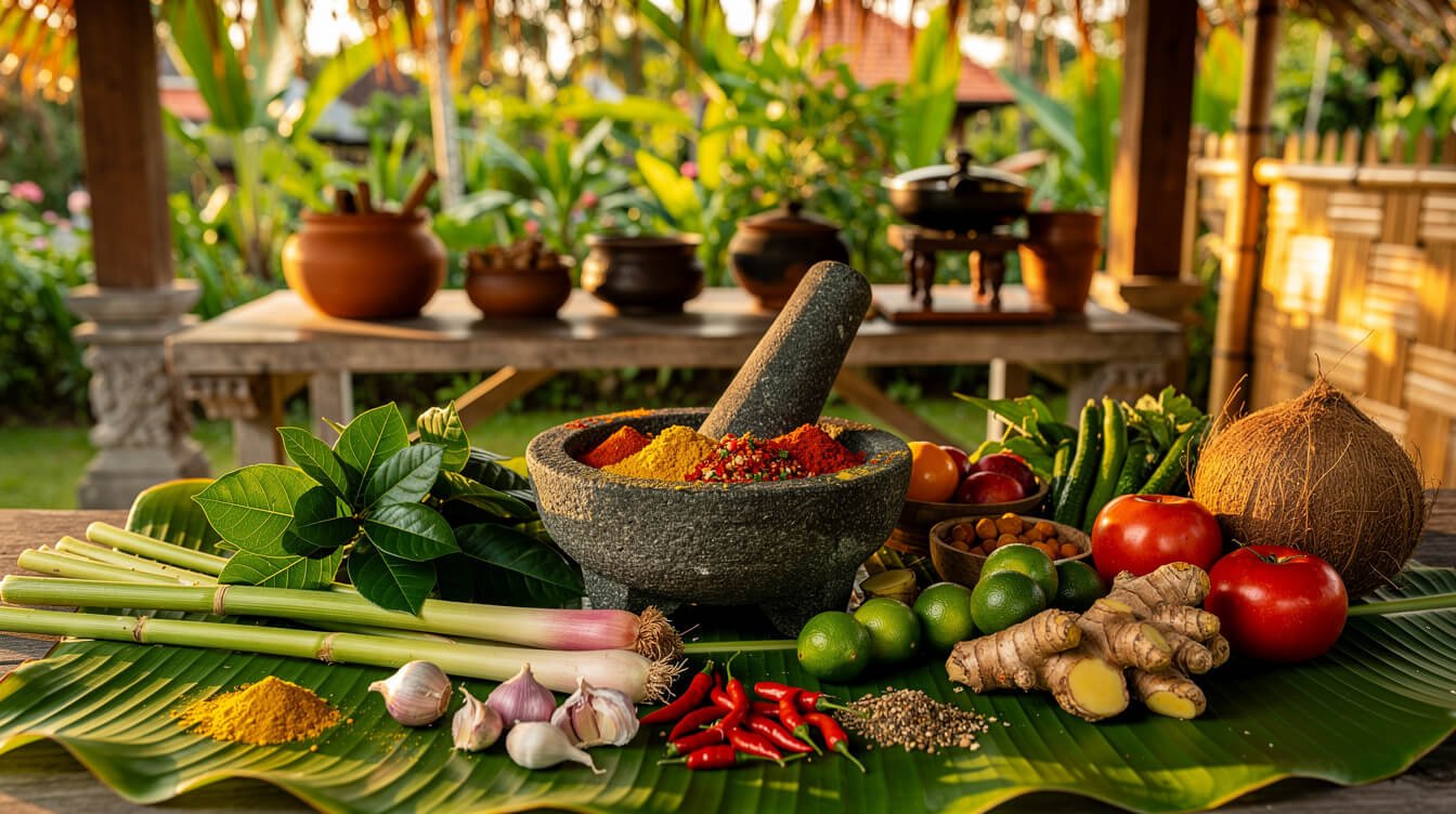 Fresh Balinese ingredients for private chef family meal