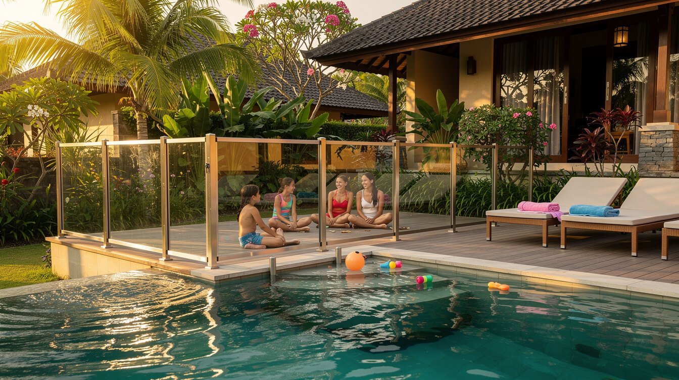 Child-safe pool area at a Bali family villa