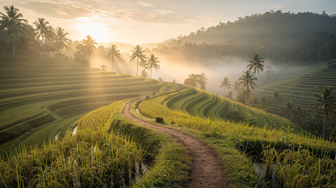 Ubud rice terraces sunrise for free Bali itinerary