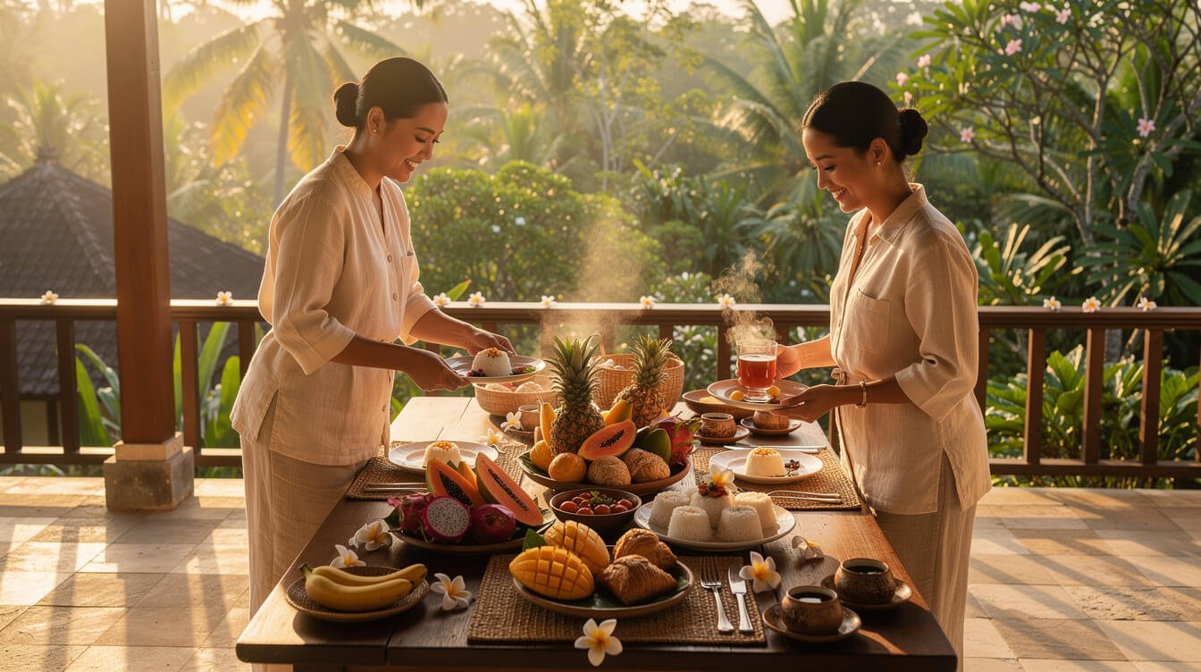 staffed villa breakfast in Bali