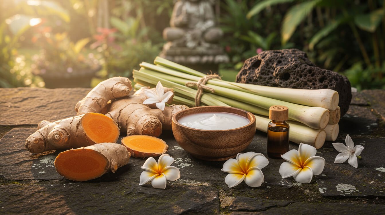 Traditional Balinese massage oils and natural ingredients