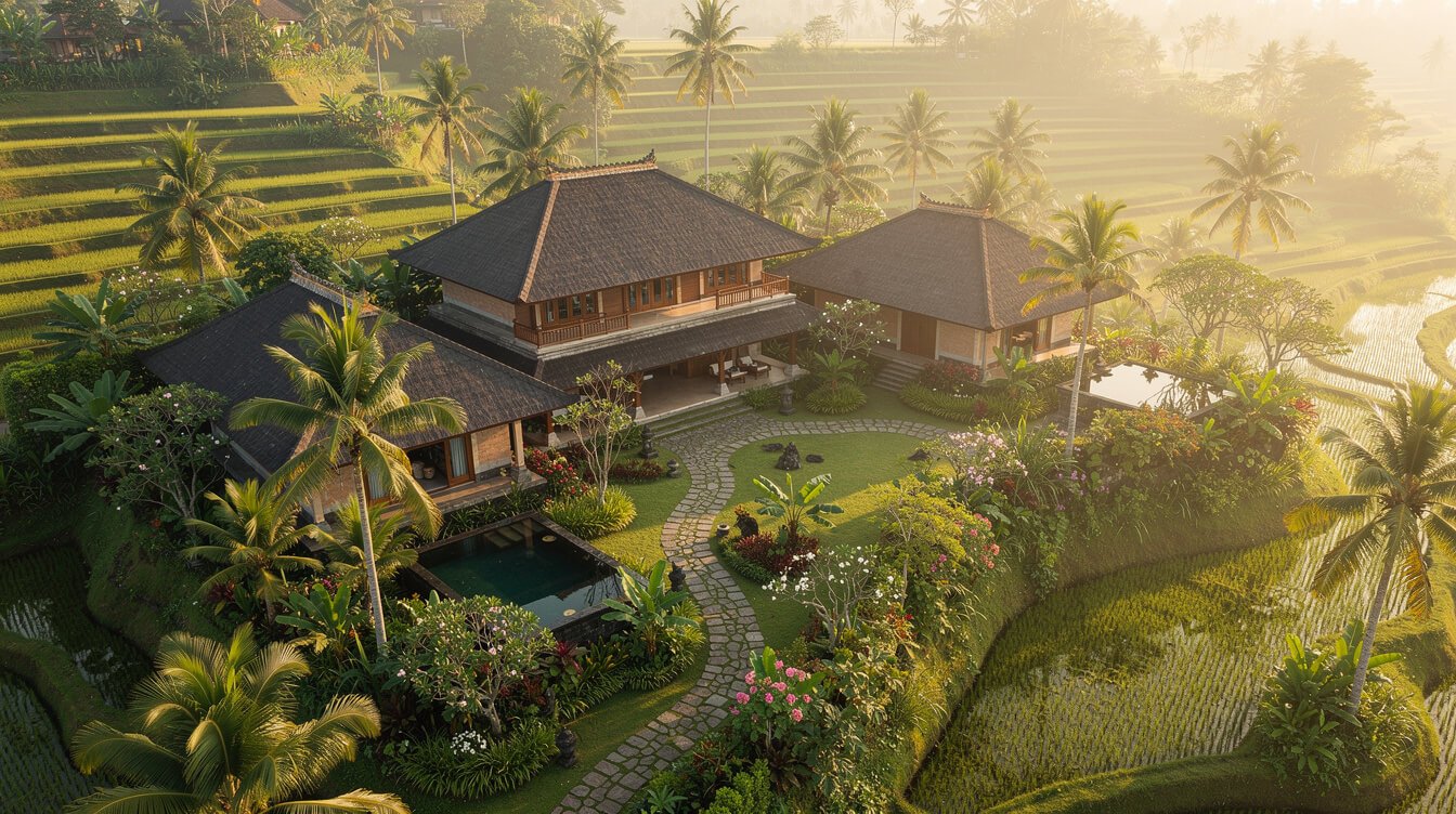 best villa in ubud aerial view of private compound