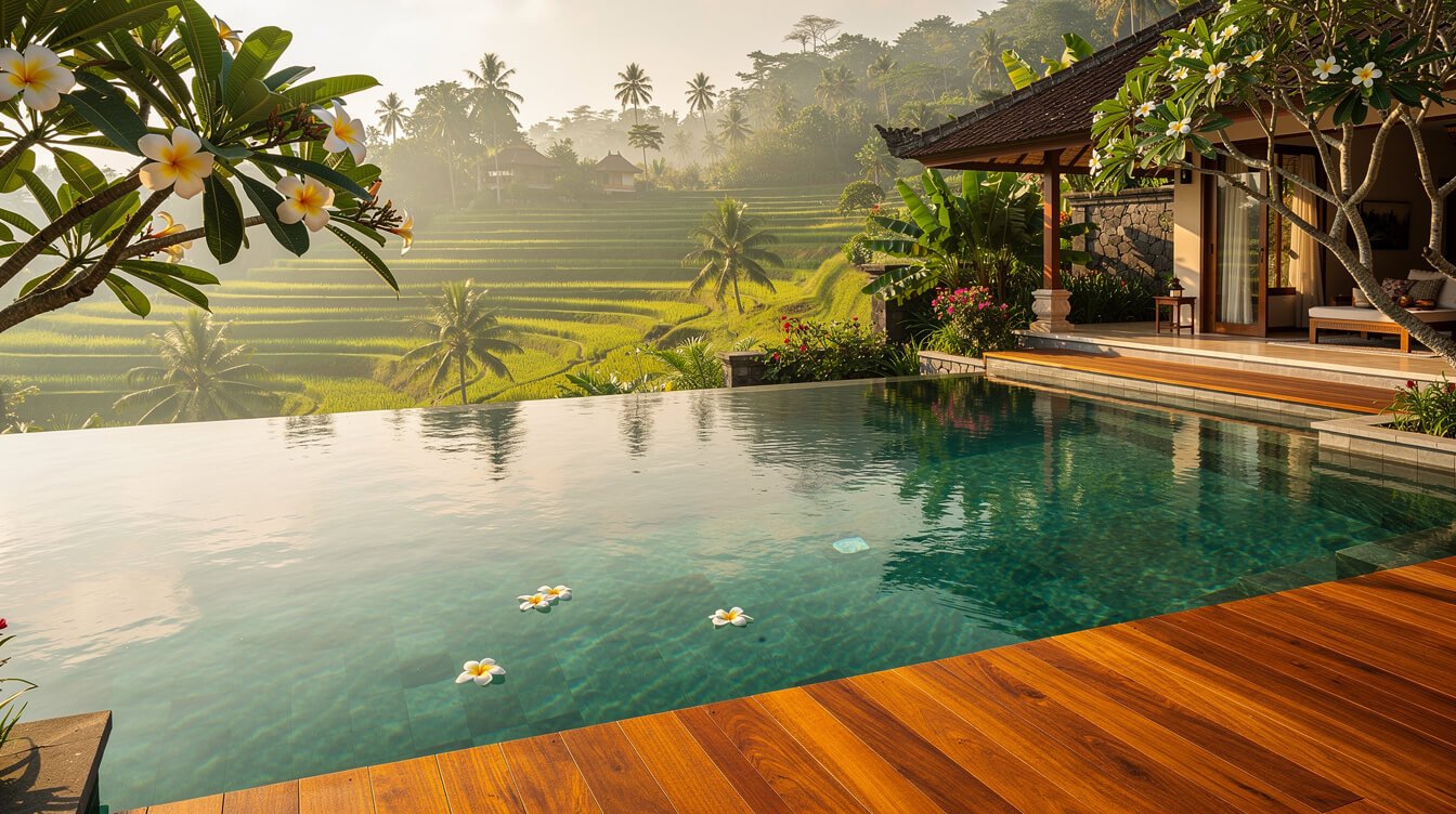 Villa Amrita pool and tropical garden Ubud