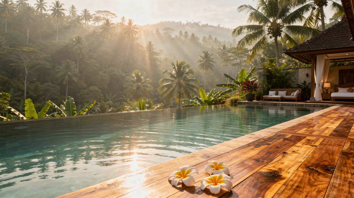 Villa Amrita pool deck Ubud