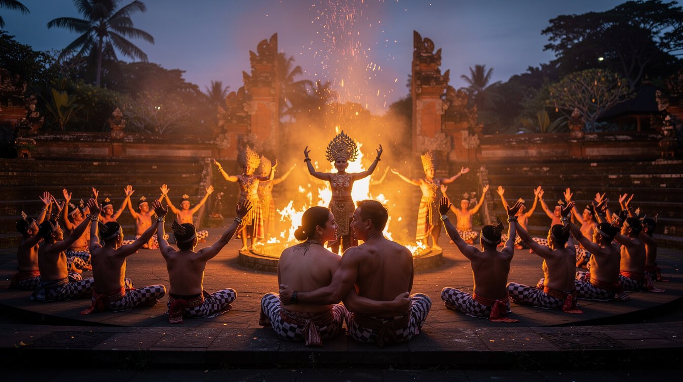 Balinese Kecak fire dance performance Ubud evening