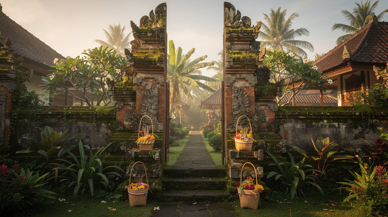 Traditional Balinese temple gate near Sekumpul Waterfall village
