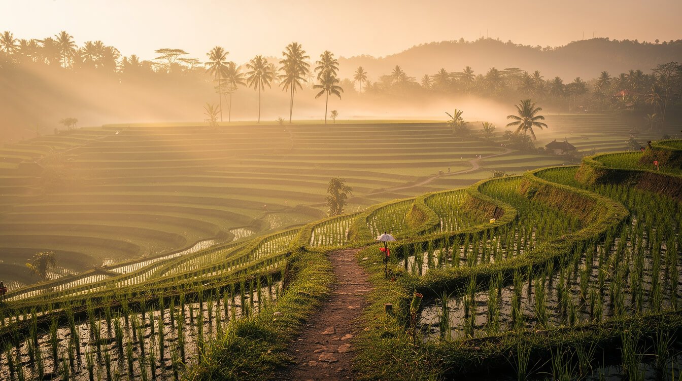 Ubud rice terraces sunrise morning journey
