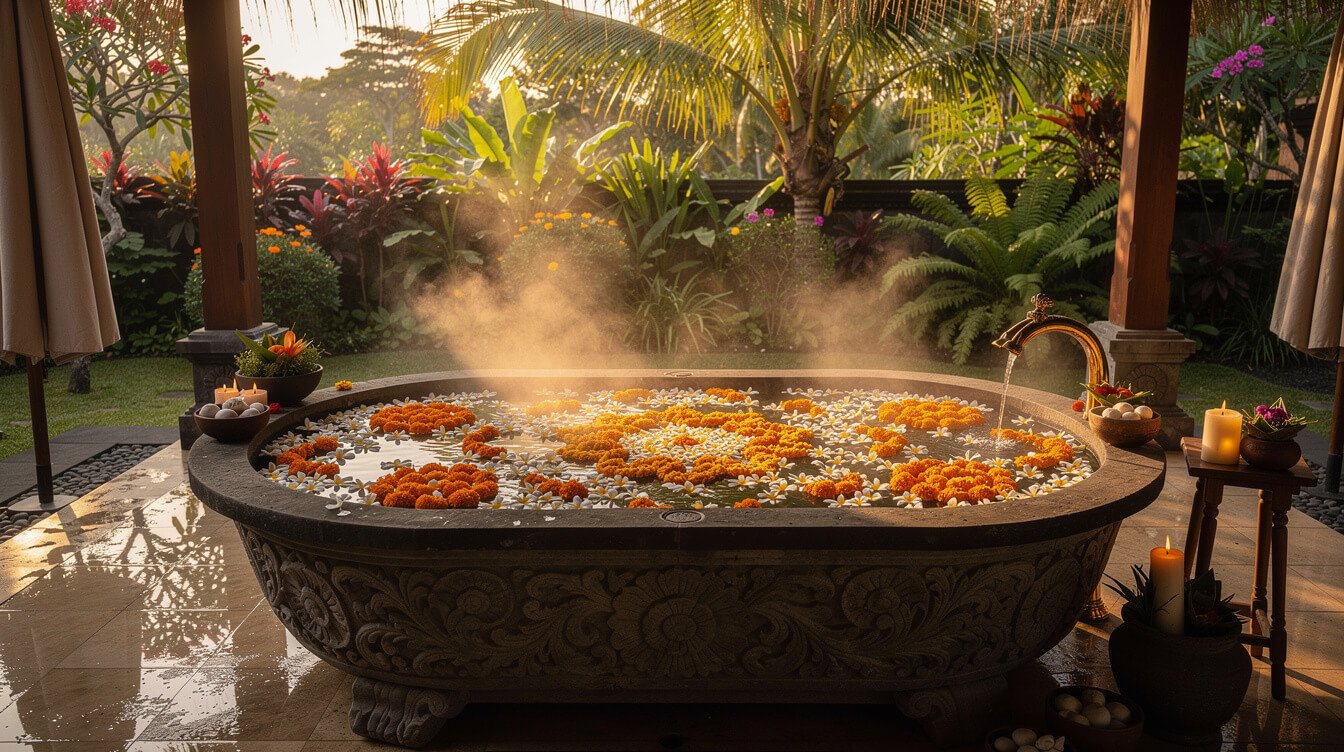Balinese flower bath spa treatment in Ubud