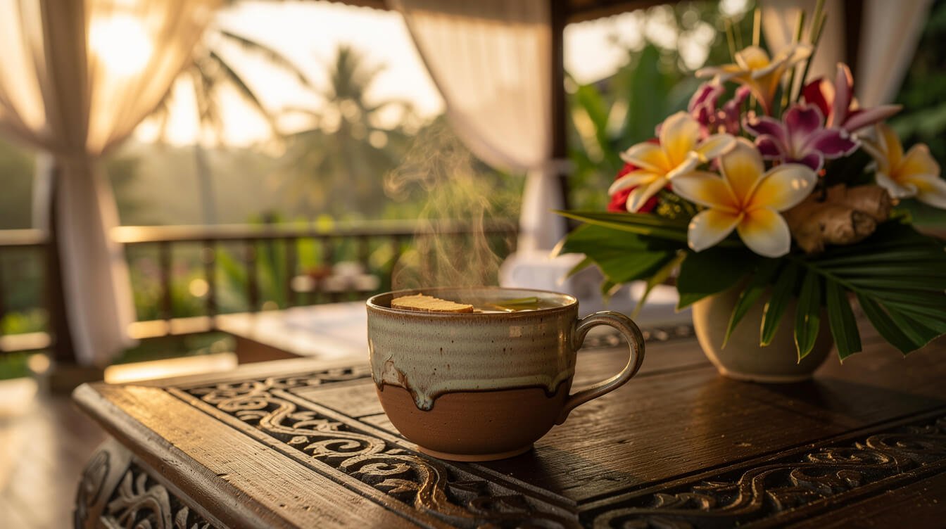 Post-treatment tea at a traditional spa in Ubud