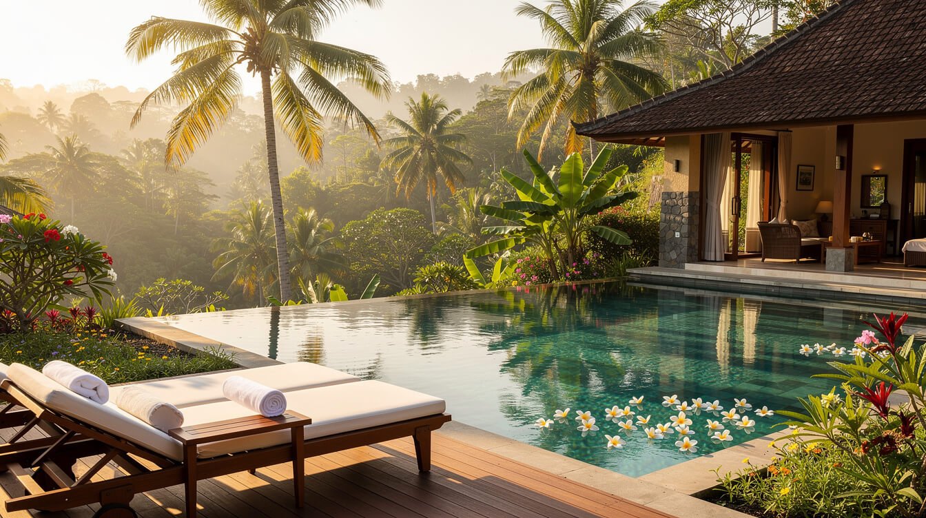 Villa Amrita pool deck Ubud