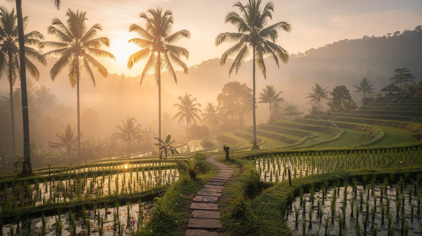 Ubud rice terraces morning mist itinerary