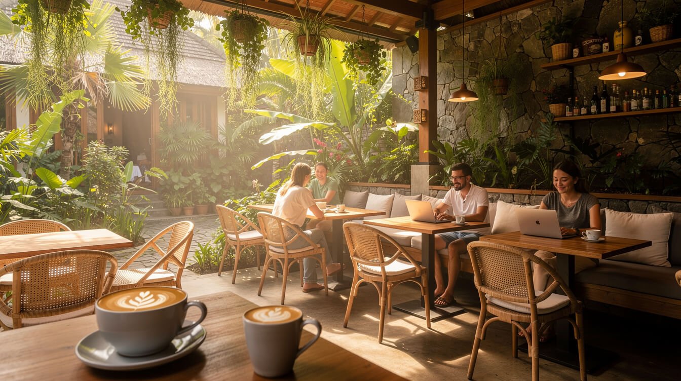 Ubud cafe culture tropical courtyard