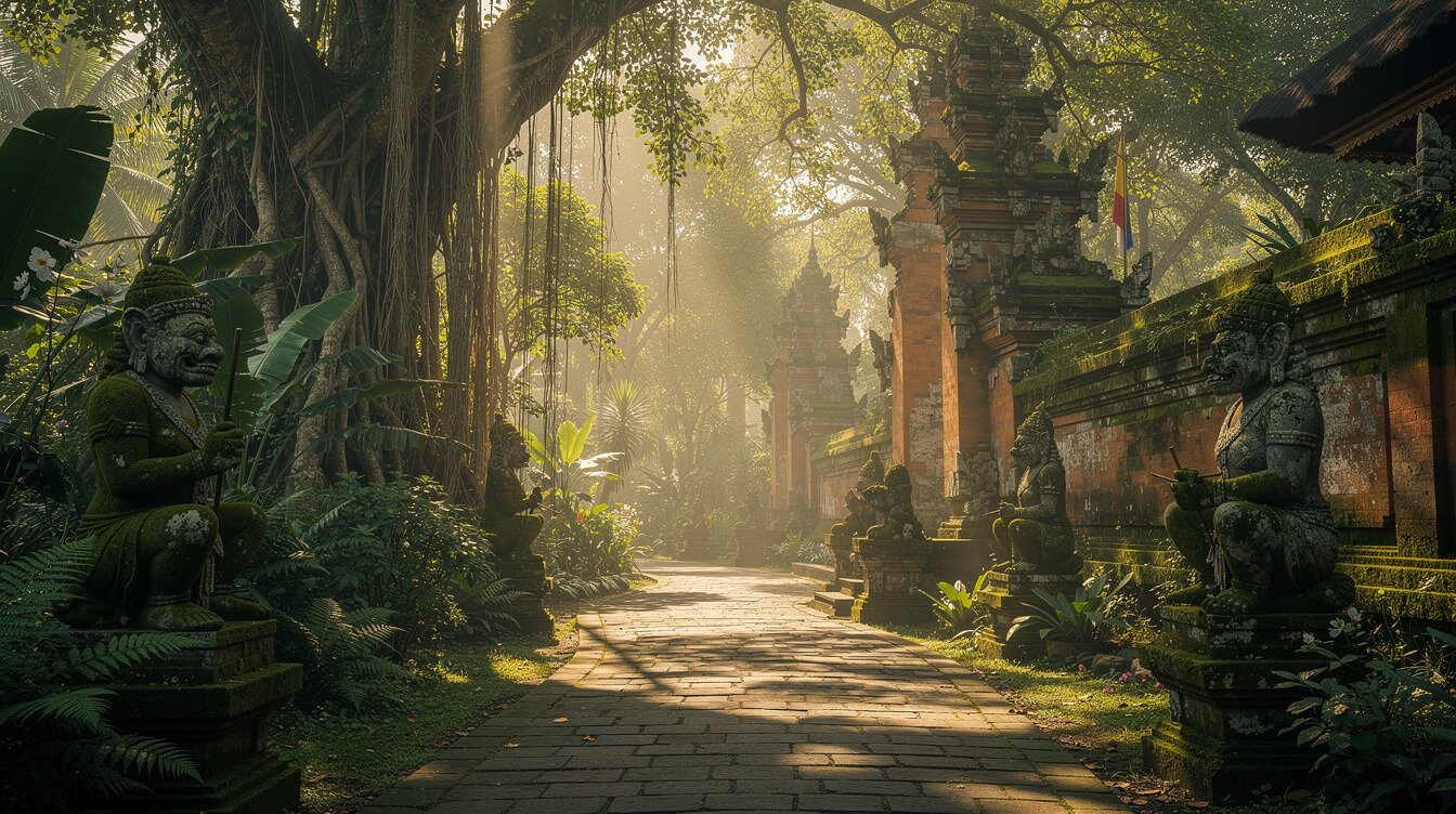 Sacred Monkey Forest pathway in Ubud Bali