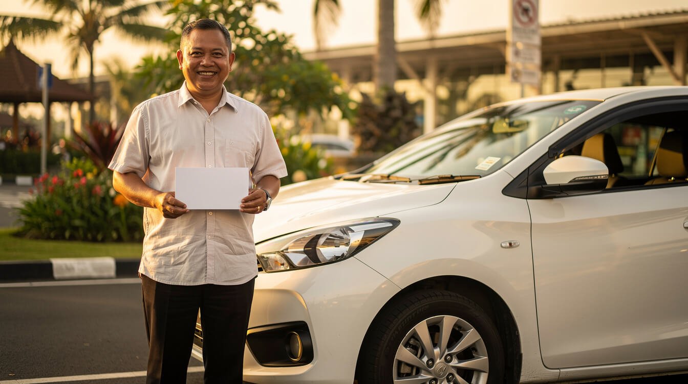 Private driver waiting at Bali airport for Ubud transfer