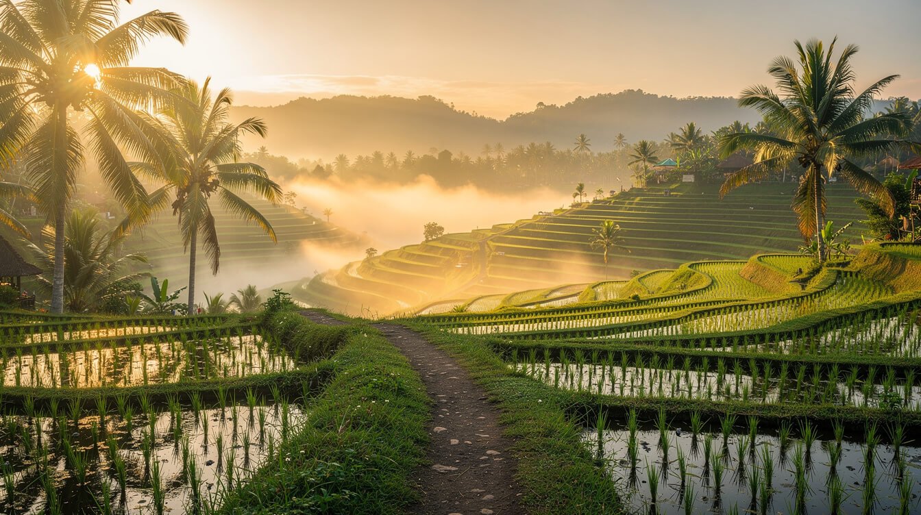 Ubud rice terraces sunrise morning journey