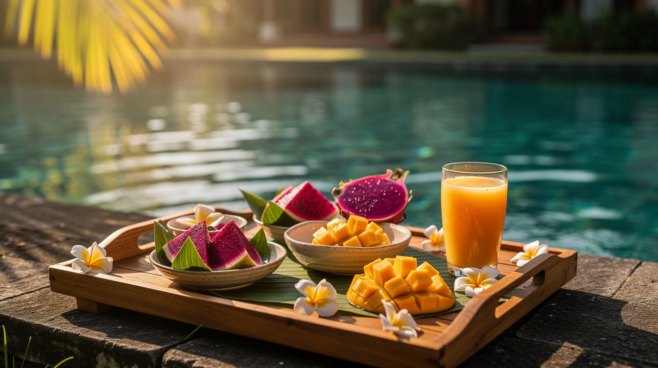 staffed villa experience Bali breakfast by pool