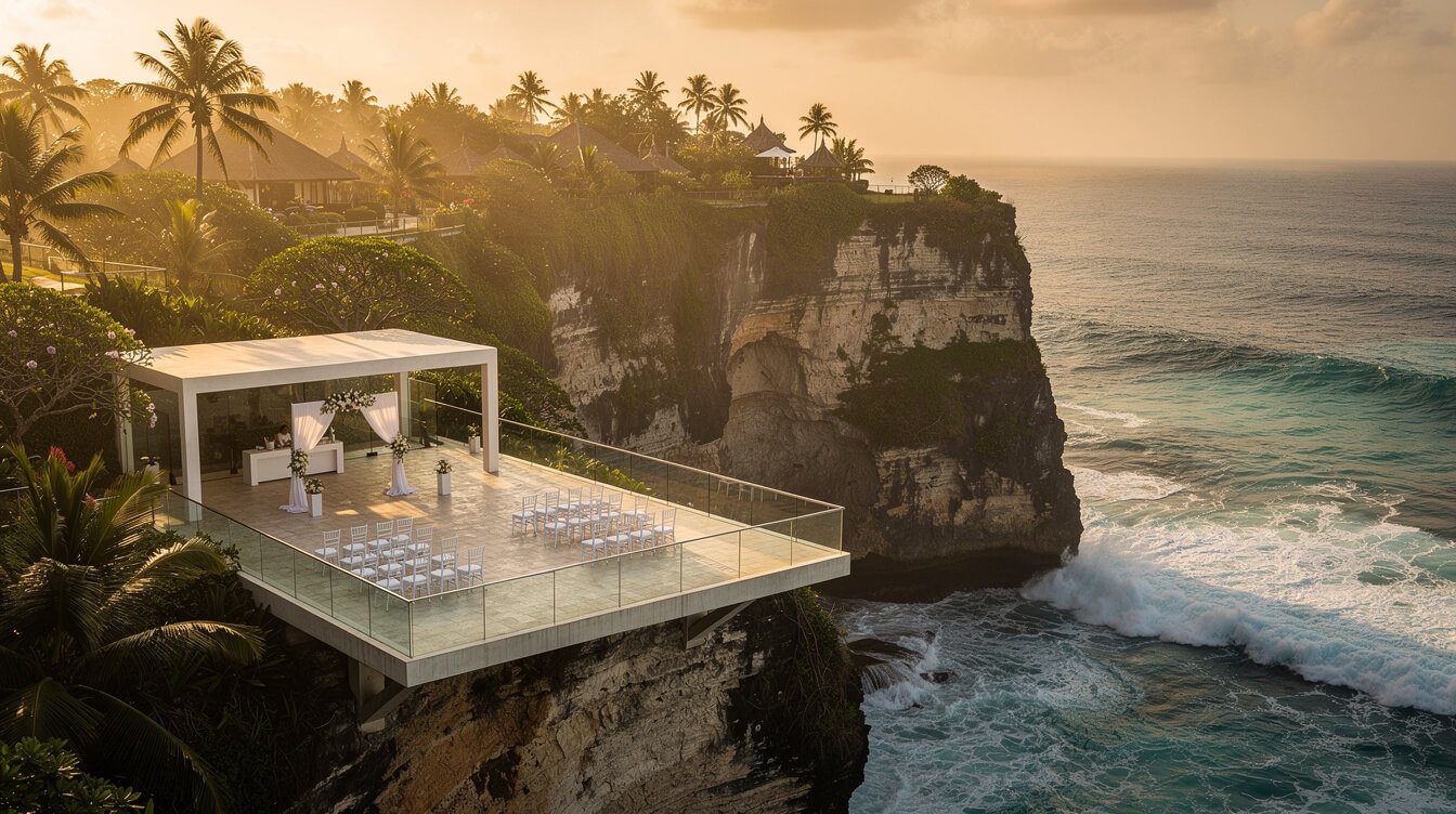 clifftop wedding venue overlooking the ocean in Bali