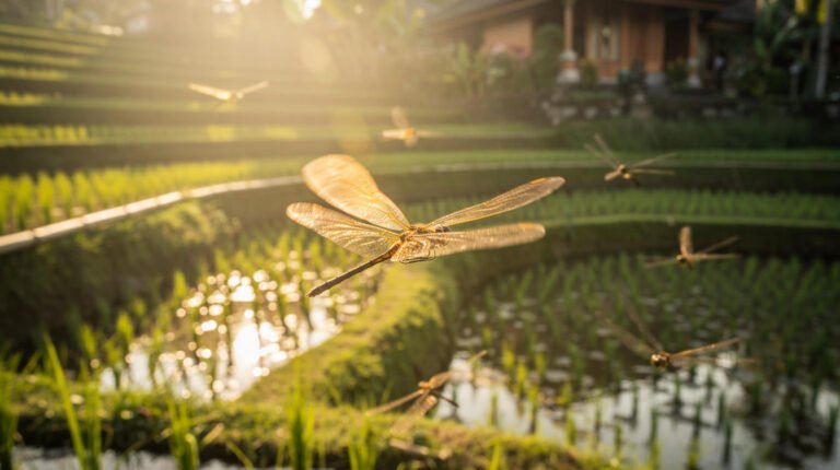 The Hour the Dragonflies Own the Rice Fields