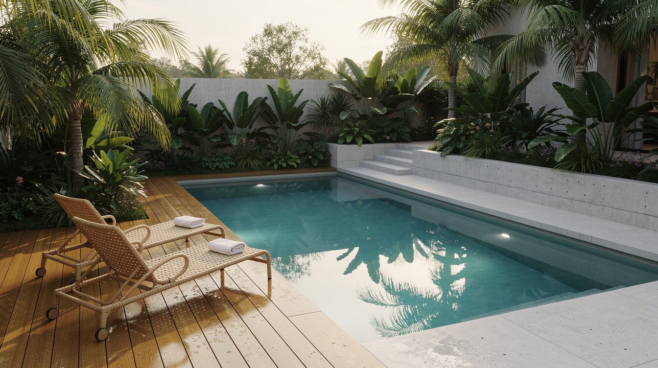 Private plunge pool deck at Villa Amrita, Ubud