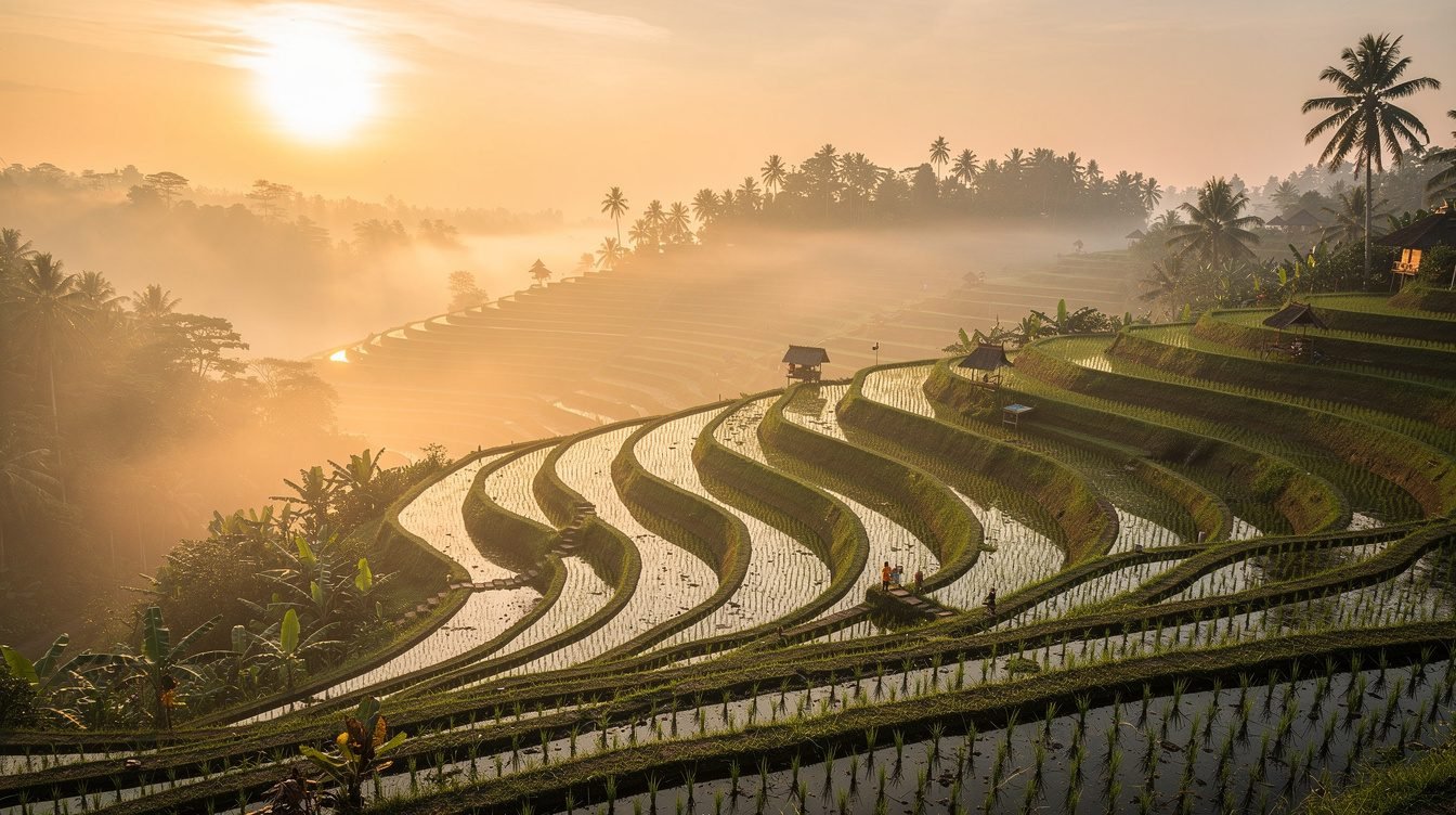 misty Ubud rice terraces morning sample itinerary