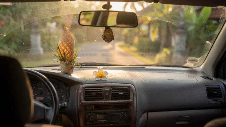 The Flower Tucked by the Mirror Before Every Pickup